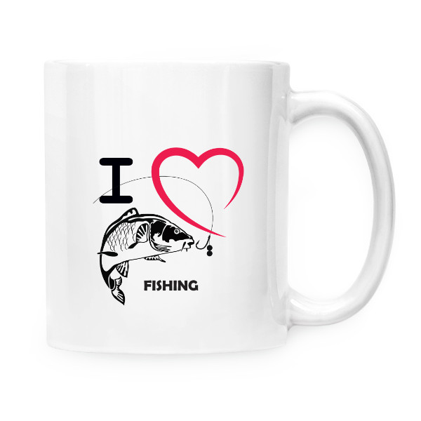 Hrnek malý bílý s potiskem I LOVE Fishing